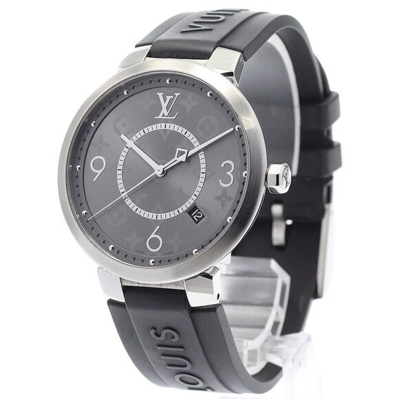 LOUIS VUITTON Tambour Slim Eclipse Q1DM0 Date gray Dial Quartz Men's_882668 - Picture 3 of 7